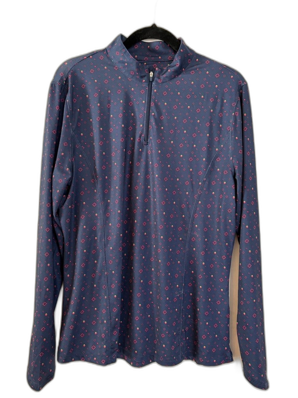 Callaway Weather Series Women XL Navy Strawberry Geometric Quarter Zip Pullover